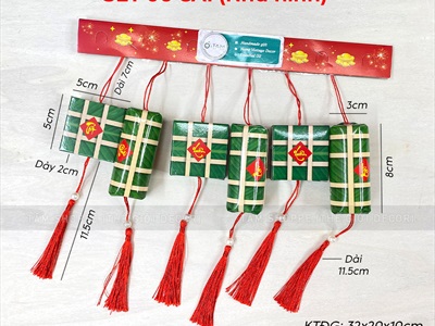 Set 06 mô hình bánh chưng bánh tét mini [Bằng giấy - Cute] Cao 5-8cm CHUNGTET-05